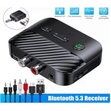 Bluetooth Transmitter Receiver, Bluetooth 5.3 Audio Adapter for 3.5mm Jack Aux / RCA for Home Stereo / Smartphone / Tablet / Laptop / Car