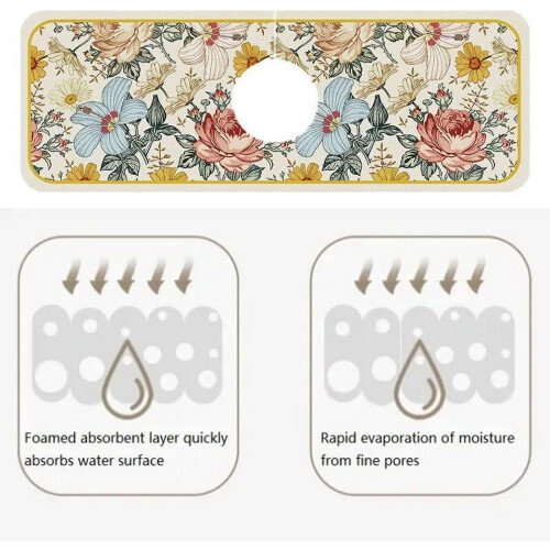 Fantasy Style Faucet Draining Mat, Diatomaceous Earth, 1 1
