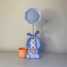 (rabbit, Blue) New Cartoon Rabbit Spaceman Table Lamp Pen-holder Pencil-sharpener Reading Table Lamp Student Dormitory Charging Night Light