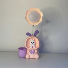 (rabbit, pink) New Cartoon Rabbit Spaceman Table Lamp Pen-holder Pencil-sharpener Reading Table Lamp Student Dormitory Charging Night Light