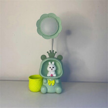 (tiara, pink) New Cartoon Rabbit Spaceman Table Lamp Pen-holder Pencil-sharpener Reading Table Lamp Student Dormitory Charging Night Light