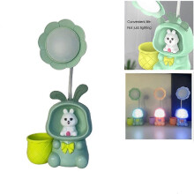 (rabbit, green) New Cartoon Rabbit Spaceman Table Lamp Pen-holder Pencil-sharpener Reading Table Lamp Student Dormitory Charging Night Light
