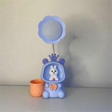 (tiara, Blue) New Cartoon Rabbit Spaceman Table Lamp Pen-holder Pencil-sharpener Reading Table Lamp Student Dormitory Charging Night Light