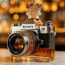 Carafe, 300 ml, figurine de carafe à whisky en forme d'appareil photo 3D, sculptures originales de bouteilles de vin en verre faites à