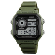 (green) Men's Sports Watch Waterproof LED Backlight Digital Military Tactical Wristwatch