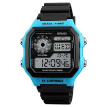 (blue) Men's Sports Watch Waterproof LED Backlight Digital Military Tactical Wristwatch