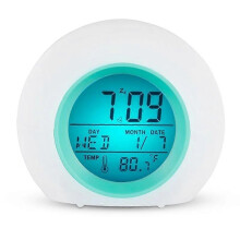(1pc) 1 PC Creative 7 Colorful Round LED Light Digital Alarm Clocks Touch Control Kids Children Wake Up Alarm Clock