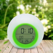 (1pc 2) 1 PC Creative 7 Colorful Round LED Light Digital Alarm Clocks Touch Control Kids Children Wake Up Alarm Clock
