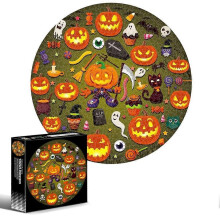 Rompecabezas redondo de Halloween de 1000 piezas, juguetes educativos para desestresarse, regalos compatibles