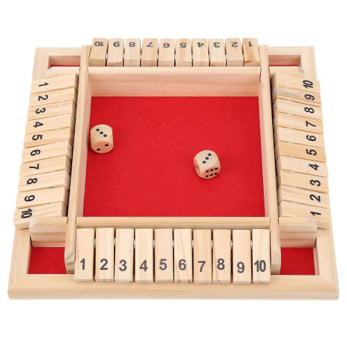 Ξύλινο παιχνίδι ζαριών Shut the Box 4 όψεων με 10 αριθμούς, επι