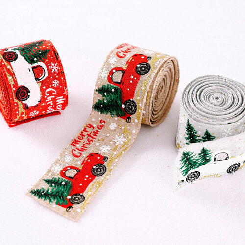 Christmas Lattice Ribbon 5m x 5cm Polyester Gift Wrapping 2