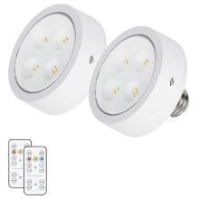 Batteriebetriebene, glühbirnenkompatible Lampen, LED-Puck-Leuchten zum Einschrauben mit Fernbedienung,