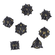 7-teiliges Würfelset aus Metall, polyedrische, tragbare Würfel für Brettspiele, scrollend, Vintage-Stil,