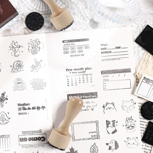 Multipurpose Wooden Rubber Stamps Set For Educational And-C 1