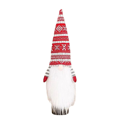 Stickad julärm till vinflaska – Festive Faceless 1