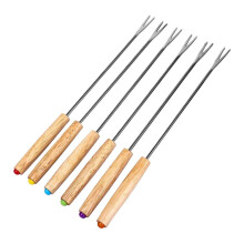 Stainless Steel Wooden Handle Chocolate compatiblek Hot Pot compatibleks Cheese Fruit Dessert compatiblek Fondue Melting Skewer Kitchen Tools