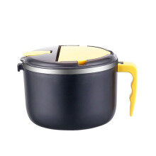 304 Stainless Steel Instant Noodle Bowl, Multi-purpose Bowl, Student Dormitory Lunch Box, Instant Noodle Bowl, Multi-purpose Soup Bowl (Elegant Black