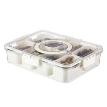 An eight-compartment spice jar with a clear lid and handle, perfect for kitchen storage. Suitable for storing herbs, spices, and seasonings (white).