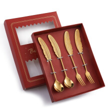 304 Stainless Steel Feather Spoon compatiblek Literary Tableware,