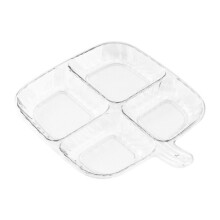 Bandeja multiusos de cuatro compartimentos para especias y guarniciones (transparente)