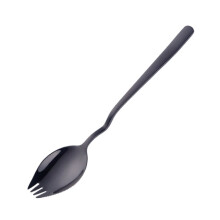 Stainless Steel Instant Noodle compatiblek Multi-Purpose V-Shaped Knife compatiblek Spoon Integrated Tableware, Black