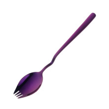Stainless Steel Instant Noodle compatiblek Multi-Purpose V-Shaped Knife compatiblek Spoon Integrated Tableware,Purple