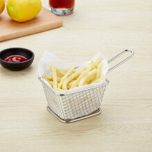 J13443S Mini cesta para patatas fritas de acero inoxidable, plato para pan y aperitivos de restaurante