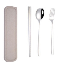3pcs Portable Stainless Steel Tableware Creative Set Chopsticks Spoon compatiblek Gift,Steel