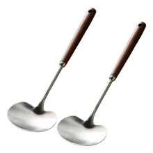 2pcs Solid Wood Long Handle Wok Spoon & Ladle Household Kitchen Shovel,Large