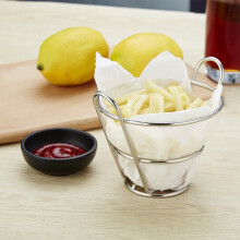 J13449 Stainless Steel Mini Fries Basket Restaurant Snack Bread Plate