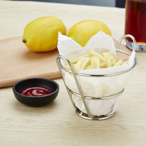 J13449 Edelstahl Mini-Pommes-Korb Restaurant Snack Brotteller