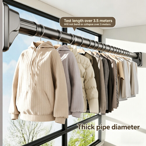 Durable Metal Extendable Garment Hanging Bar For Bathroom-C 2