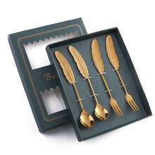 Cuchara de plumas de acero inoxidable 304 compatible con vajilla literaria,