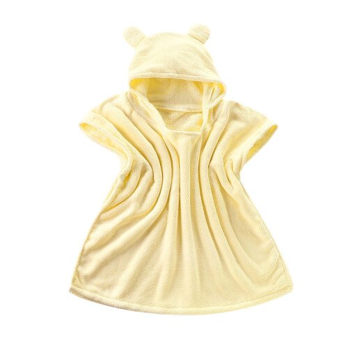 Children's Hooded Bath Towel Microfiber Yellow 55x60cm 1