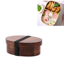 Fiambrera portátil Bento Box de madera ecológica, de una sola capa.