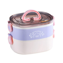 Large Capacity Oval Divided Portable Office Insulation Lunch Box,1.2L (Plastic Purple)