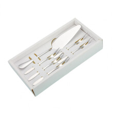 6pcs Stainless Steel Cake Knife And compatiblek Set,Silver With 2-tine compatibleks