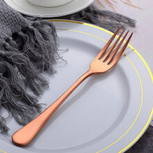 Cake and fruit forks, dinner and salad cutlery, stainless steel dessert forks (rose gold)