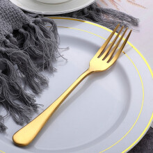 Cake and fruit forks, dinner salad cutlery, stainless steel dessert forks (gold).