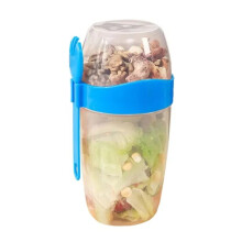 1070ml Portable Salad Cup with Lid and Fork, Breakfast Cup, Leak-proof and Sealed Food Cup (Blue)