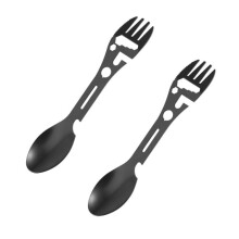 Stück 10-in-1 Outdoor-Camping-Picknick-Multifunktions-Tragbares Kompatibles und Löffelwerkzeug (Schwarz)