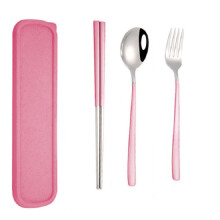 3pcs Portable Stainless Steel Tableware Creative Set Chopsticks Spoon compatiblek Gift