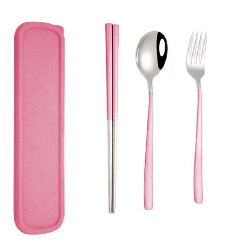 3pcs Portable Stainless Steel Tableware Creative Set Chopsticks Spoon compatiblek Gift