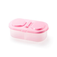 Lunchbox food container, portable plastic camping and picnic folding fruit container, refrigerator and microwave storage box (pink).