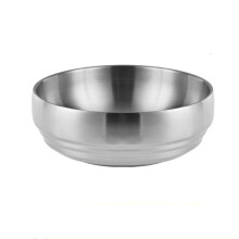 Bol de arroz/fideos fríos de acero inoxidable de doble grosor, 19 cm (plateado)