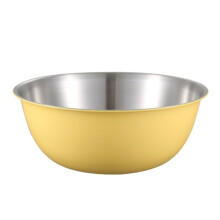 304 Stainless Steel Food Grade Dishes Bowl Kitchen Baking Stirring Bowl Vegetables Sandwood Basin,19cm (Yellow)