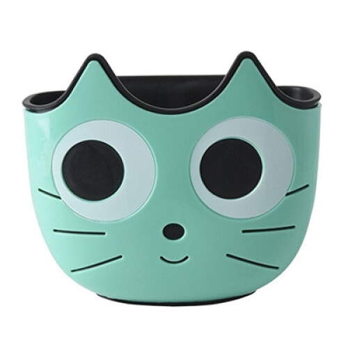 Cartoon multi-functional kitchen sink drain bag, adjustable buckle bathroom storage basket (green)