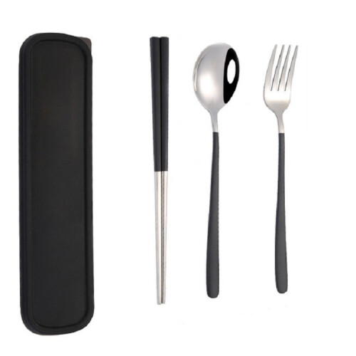 3pcs Portable Stainless Steel Tableware Creative Set Chopsticks Spoon compatiblek Gift,