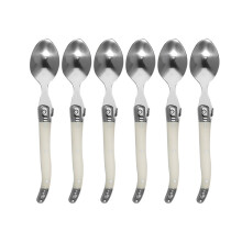 Stainless Steel Knife compatiblek Spoon Set Plastic Handle Western Tableware, 6 Tea Spoons