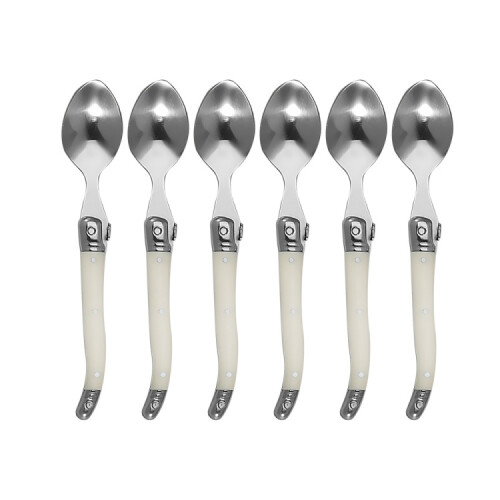 Stainless Steel Knife compatiblek Spoon Set Plastic Handle Western Tableware, 6 Tea Spoons